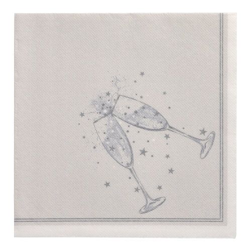20 Servietten &quot;ROYAL Collection&quot; 1/4-Falz 40 cm x 40 cm silber &quot;Festivity&quot; – Karton (160 St.)