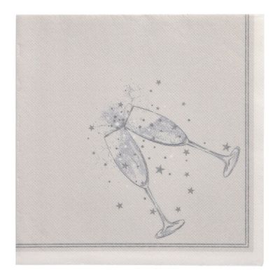 20 Servietten &quot;ROYAL Collection&quot; 1/4-Falz 40 cm x 40 cm silber &quot;Festivity&quot; – Karton (160 St.)