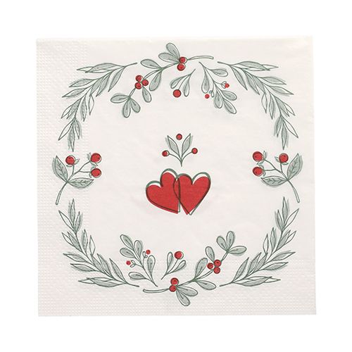 20 Servietten, 3-lagig 1/4-Falz 33 cm x 33 cm &quot;Berries&quot; – Karton (300 St.)