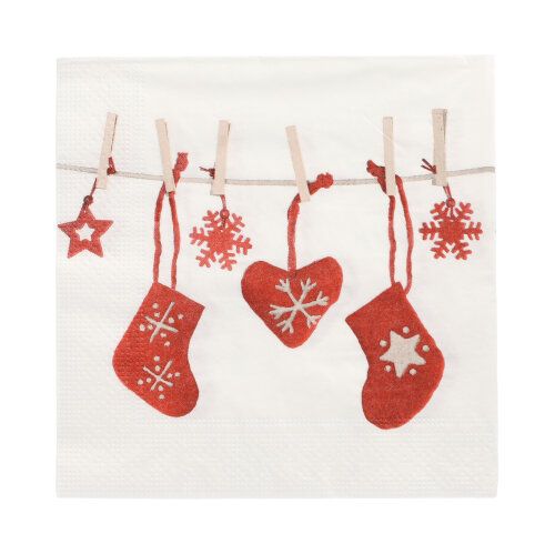 20 Servietten, 3-lagig 1/4-Falz 33 cm x 33 cm &quot;Chaussettes&quot; – Karton (300 St.)