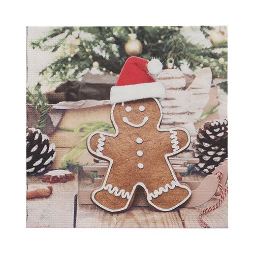 20 Servietten, 3-lagig 1/4-Falz 33 cm x 33 cm &quot;Gingerbread Man&quot; – Karton (300 St.)