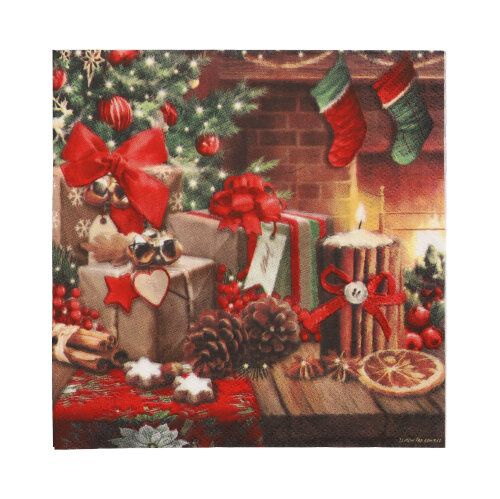 20 Servietten, 3-lagig 1/4-Falz 33 cm x 33 cm &quot;Cozy Christmas&quot; – Karton (300 St.)