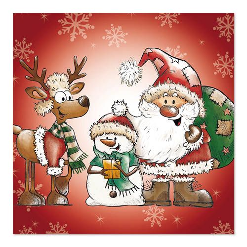 20 Servietten, 3-lagig 1/4-Falz 33 cm x 33 cm &quot;Santa`s Companions&quot; – Karton (300 St.)