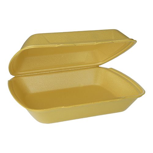 100 Menüboxen mit Klappdeckel, XPS ungeteilt 7,5 cm x 24,3 cm x 20,8 cm gold – Karton (200 St.)