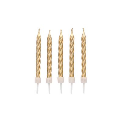 12 Geburtstagskerzen auf Halter 6 cm gold – Karton (120 St.) 12 Geburtstagskerzen auf Halter 6 cm gold – Karton (120 St.)