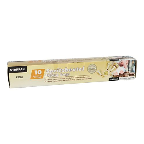 10 Spritzbeutel 1,8 l 46 cm x 23 cm transparent inkl. 3 Spritztüllen – Karton (160 St.)