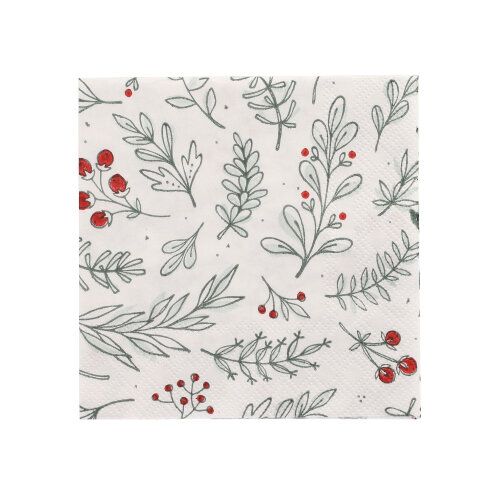 20 Servietten, 3-lagig 1/4-Falz 25 cm x 25 cm &quot;Berries&quot; – Karton (280 St.)