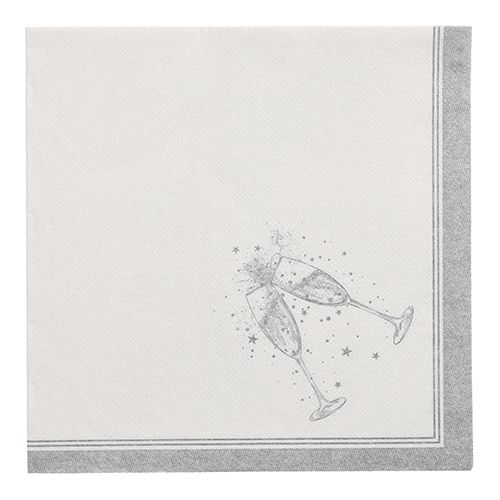 20 Servietten &quot;ROYAL Collection&quot; 1/4-Falz 40 cm x 40 cm silber &quot;Festivities&quot; – Karton (160 St.)