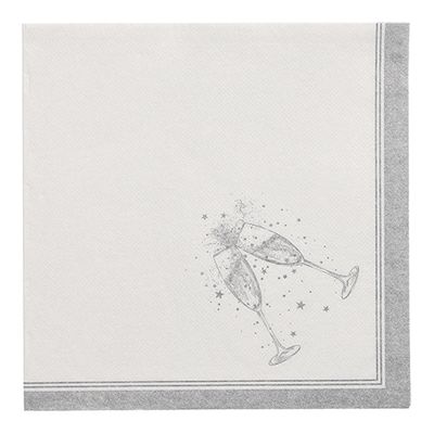 20 Servietten &quot;ROYAL Collection&quot; 1/4-Falz 40 cm x 40 cm silber &quot;Festivities&quot; – Karton (160 St.)