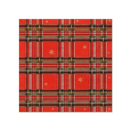 20 Servietten, 3-lagig 1/4-Falz 25 cm x 25 cm &quot;Tartan&quot; – Karton (280 St.)