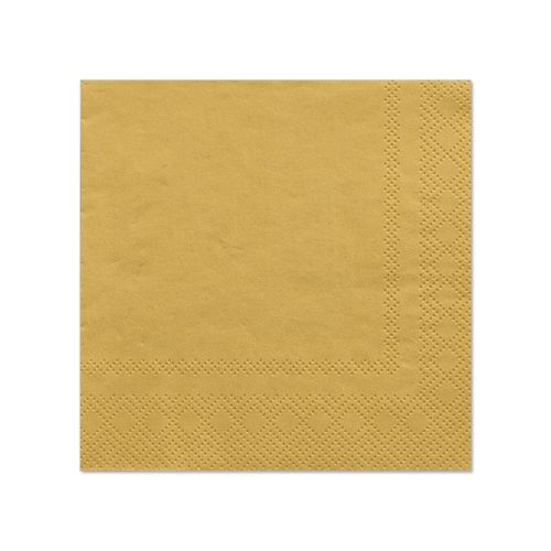 20 Servietten, 3-lagig 1/4-Falz 25 cm x 25 cm gold – Karton (280 St.)