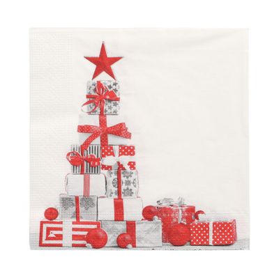 20 Servietten, 3-lagig 1/4-Falz 33 cm x 33 cm &quot;Cadeaux&quot; – Karton (300 St.)