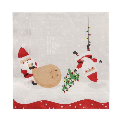 20 Servietten, 3-lagig 1/4-Falz 33 cm x 33 cm &quot;Lutins de Noel&quot; – Karton (300 St.)