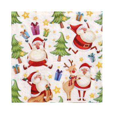 20 Servietten, 3-lagig 1/4-Falz 33 cm x 33 cm &quot;Happy Santa&quot; – Karton (300 St.)