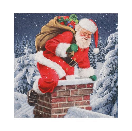 20 Servietten, 3-lagig 1/4-Falz 33 cm x 33 cm &quot;Down the Chimney&quot; – Karton (300 St.)