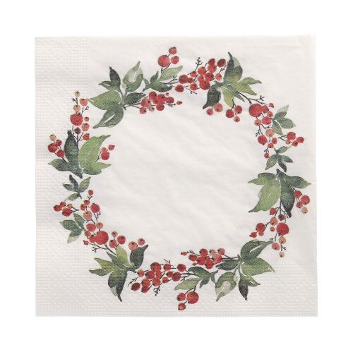 20 Servietten, 3-lagig 1/4-Falz 33 cm x 33 cm &quot;Holly Crown&quot; – Karton (300 St.)