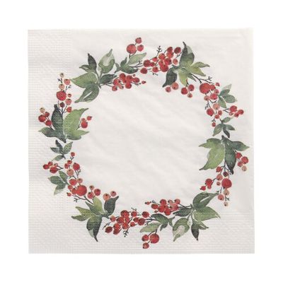 20 Servietten, 3-lagig 1/4-Falz 33 cm x 33 cm "Holly Crown" – Karton (300 St.)