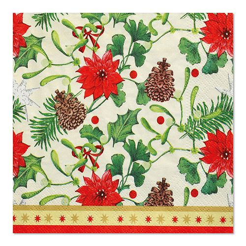 100 Servietten, 3-lagig 1/4-Falz 33 cm x 33 cm &quot;Winterly&quot; – Karton (600 St.)