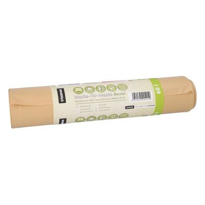 20 Müllsäcke aus 100% PCW &quot;Waste-To-Waste&quot; 60 l 88 cm x 60 cm braun – Karton (320 St.)