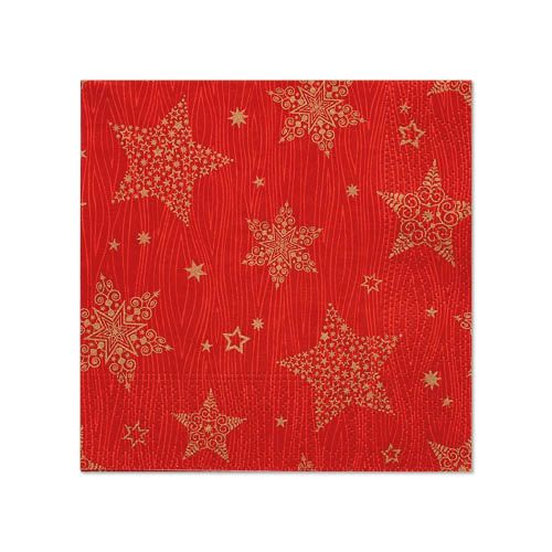 20 Servietten, 3-lagig 1/4-Falz 25 cm x 25 cm rot &quot;Christmas Shine&quot; – Karton (280 St.)