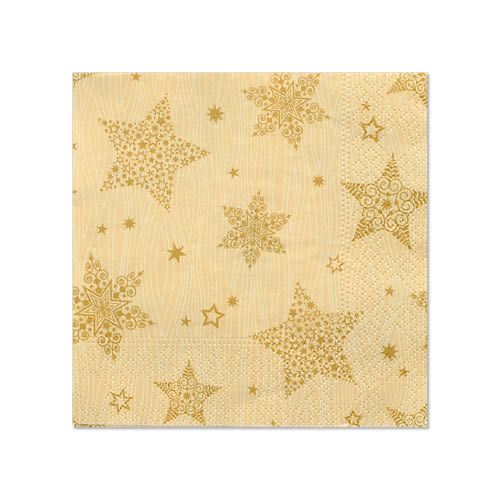 20 Servietten, 3-lagig 1/4-Falz 25 cm x 25 cm creme &quot;Christmas Shine&quot; – Karton (280 St.)