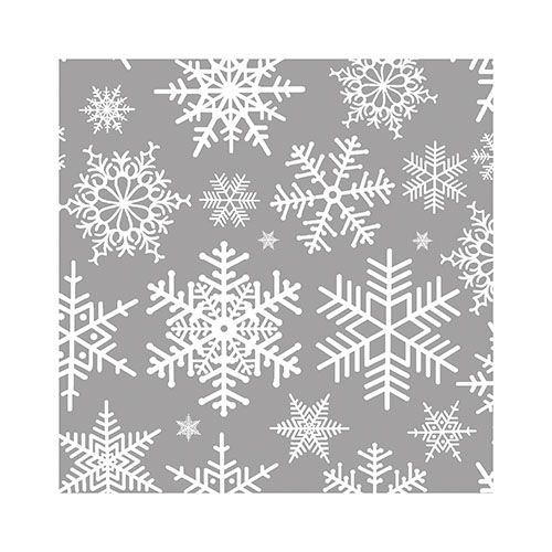 20 Servietten, 3-lagig 1/4-Falz 25 cm x 25 cm silber &quot;Snöstjärnor&quot; – Karton (280 St.)