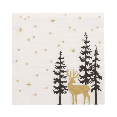 20 Servietten, 3-lagig 1/4-Falz 33 cm x 33 cm &quot;Golden Deer&quot; – Karton (300 St.)