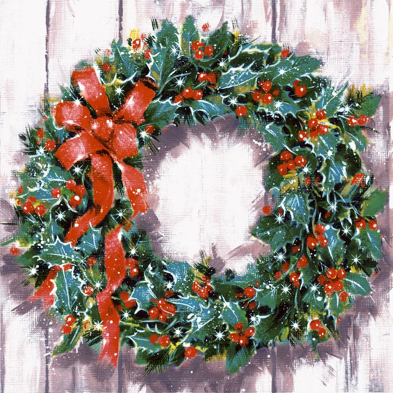 20 Servietten, 3-lagig 1/4-Falz 33 cm x 33 cm &quot;Classic Wreath&quot; – Karton (160 St.)
