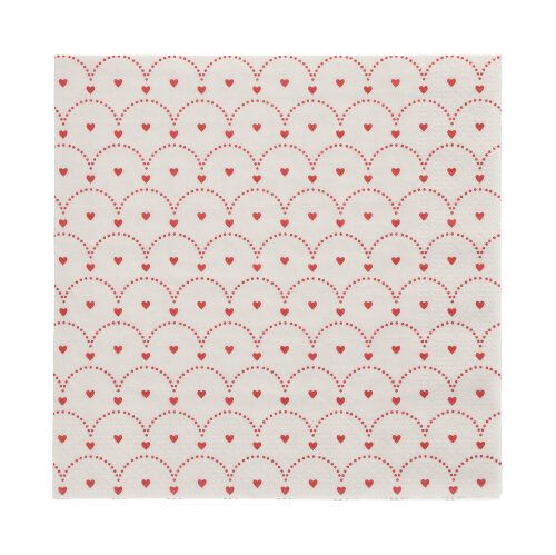 20 Servietten, 3-lagig 1/4-Falz 33 cm x 33 cm &quot;Hjärtan&quot; – Karton (300 St.)