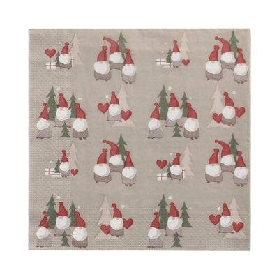 20 Servietten, 3-lagig 1/4-Falz 33 cm x 33 cm &quot;Tomte&quot; – Karton (300 St.)