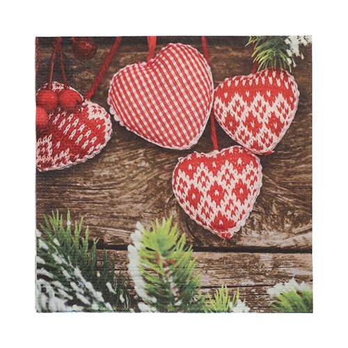 20 Servietten, 3-lagig 1/4-Falz 33 cm x 33 cm &quot;Mes Coeurs&quot; – Karton (300 St.)