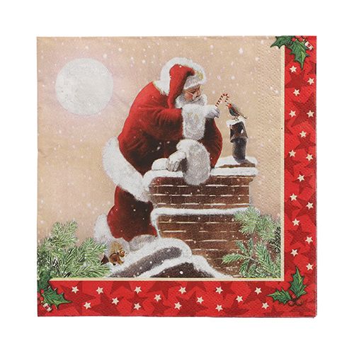 20 Servietten, 3-lagig 1/4-Falz 33 cm x 33 cm &quot;Dans la Cheminee&quot; – Karton (300 St.)