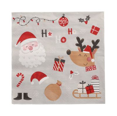 20 Servietten, 3-lagig 1/4-Falz 33 cm x 33 cm "Vive Noel" – Karton (300 St.)