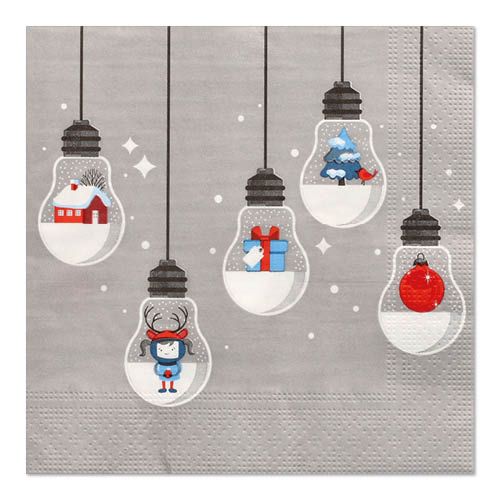 20 Servietten, 3-lagig 1/4-Falz 33 cm x 33 cm grau &quot;Lighting&quot; – Karton (300 St.)