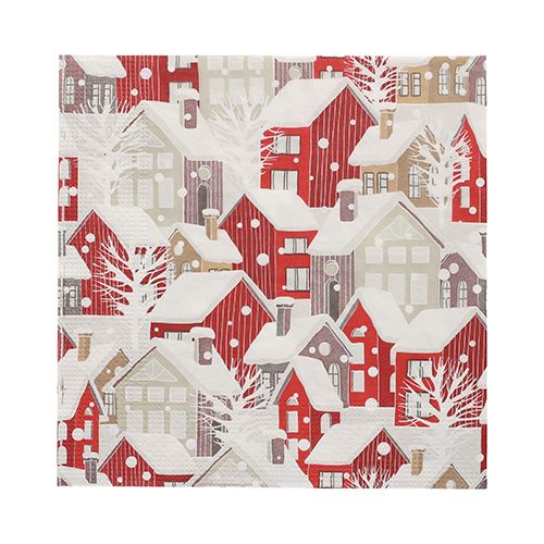 20 Servietten, 3-lagig 1/4-Falz 33 cm x 33 cm &quot;Village&quot; – Karton (300 St.)