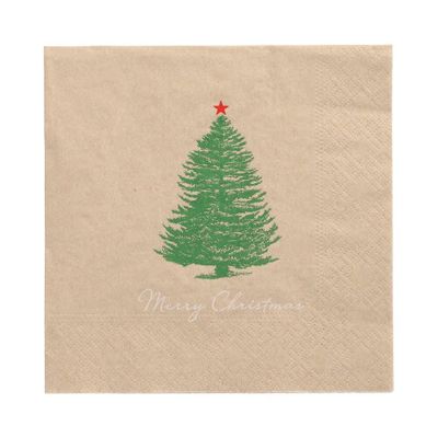20 Servietten, 3-lagig 1/4-Falz 33 cm x 33 cm natur "Christmastree with Star" aus recyceltem Papier – Karton (300 St.)