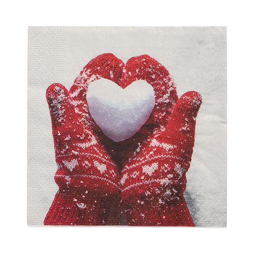 20 Servietten, 3-lagig 1/4-Falz 33 cm x 33 cm &quot;Mittens in the Snow&quot; – Karton (300 St.)