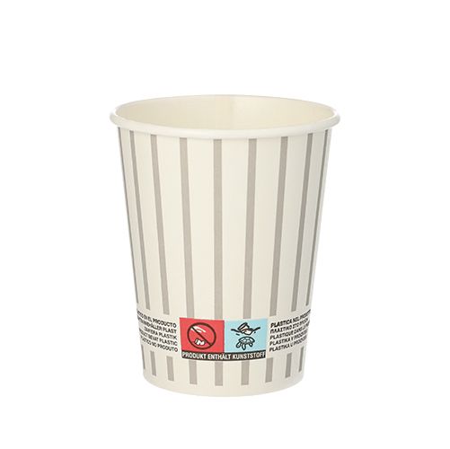 20 Trinkbecher, Pappe 0,2 l Ø 8 cm · 9,1 cm grau/silber &quot;Wine / Gin Tonic&quot; – Karton (400 St.)
