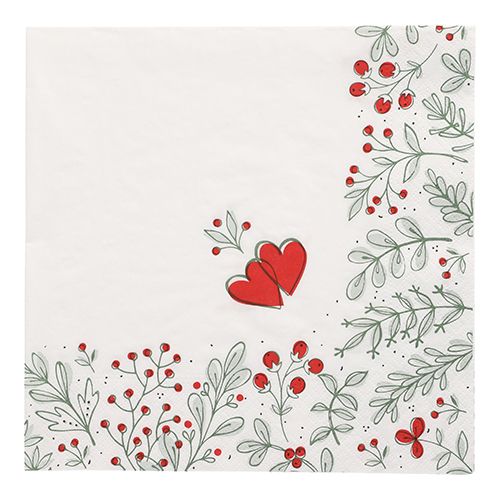 20 Servietten, 3-lagig 1/4-Falz 40 cm x 40 cm &quot;Berries&quot; – Karton (300 St.)