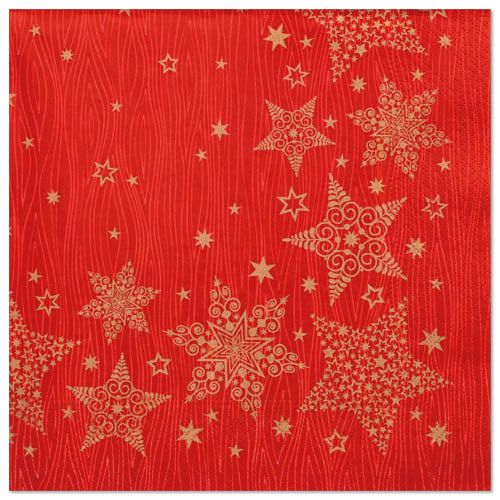 20 Servietten, 3-lagig 1/4-Falz 40 cm x 40 cm rot &quot;Christmas Shine&quot; – Karton (300 St.)