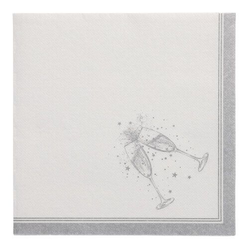 50 Servietten &quot;ROYAL Collection&quot; 1/4-Falz 40 cm x 40 cm silber &quot;Festivities&quot; – Karton (250 St.)