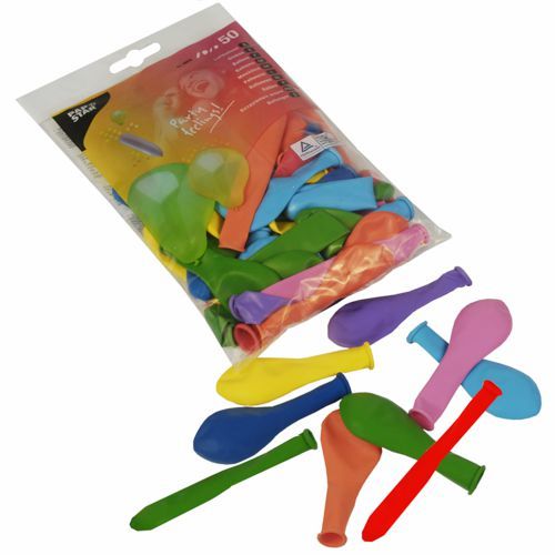 50 Luftballons farbig sortiert &quot;verschiedene Formen&quot; – Karton (500 St.)