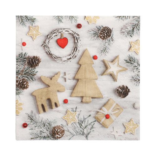 20 Servietten, 3-lagig 1/4-Falz 33 cm x 33 cm &quot;Winter Potpourri&quot; – Karton (300 St.)