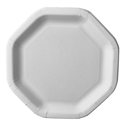 50 Teller, Pappe &quot;pure&quot; 8-eckig 23,5 cm x 23,5 cm weiss – Karton (500 St.)