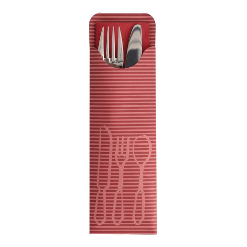 100 Bestecktaschen 23,5 cm x 7,3 cm bordeaux inkl. farbiger Serviette – Karton (500 St.)