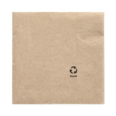 100 Servietten, 3-lagig 1/4-Falz 33 cm x 33 cm natur aus recyceltem Papier – Karton (600 St.)