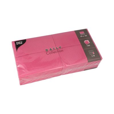 150 Servietten "DAILY Collection" 1/8-Falz 32 cm x 32 cm fuchsia – Karton (900 St.)