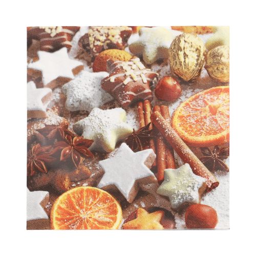 20 Servietten, 3-lagig 1/4-Falz 33 cm x 33 cm &quot;Cinnamon Stars&quot; – Karton (300 St.)