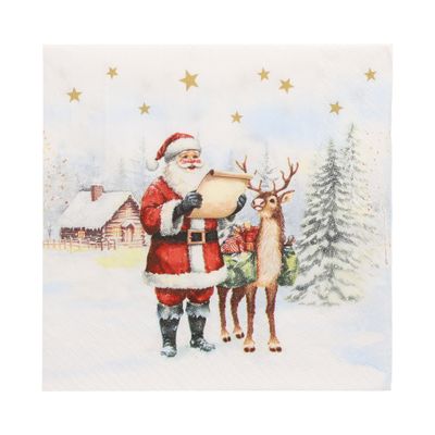 20 Servietten, 3-lagig 1/4-Falz 33 cm x 33 cm &quot;Dear Santa&quot; – Karton (300 St.)