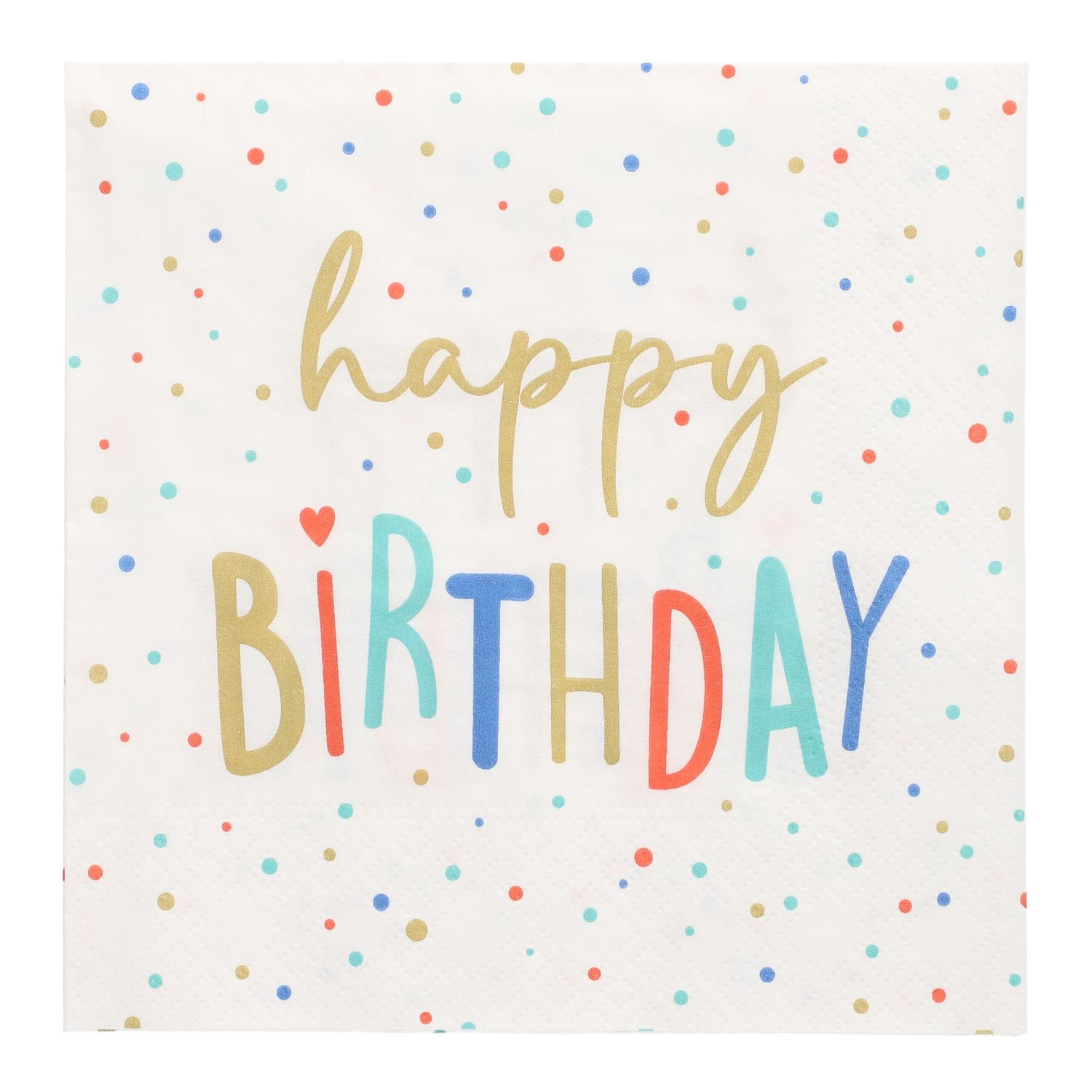 20 Servietten, 3-lagig 1/4-Falz 33 cm x 33 cm &quot;Happy Birthday&quot; – Karton (200 St.)